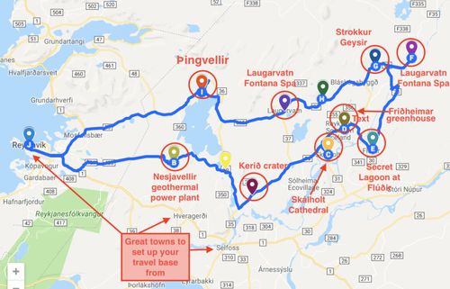 golden circle iceland map